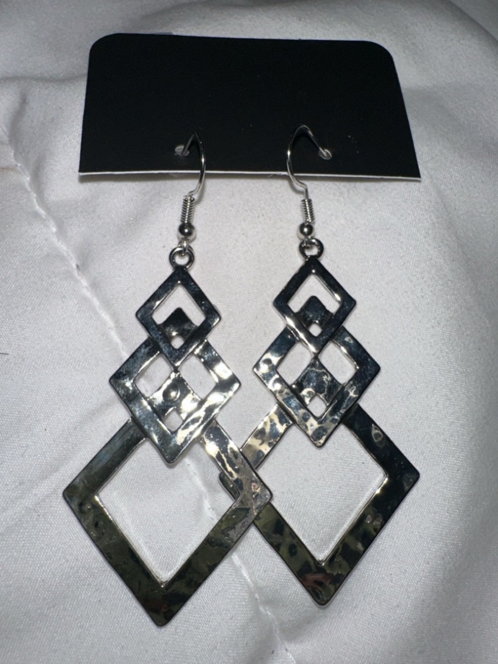 Silver Geometric Layered Dangle Earrings - Women Jewelry